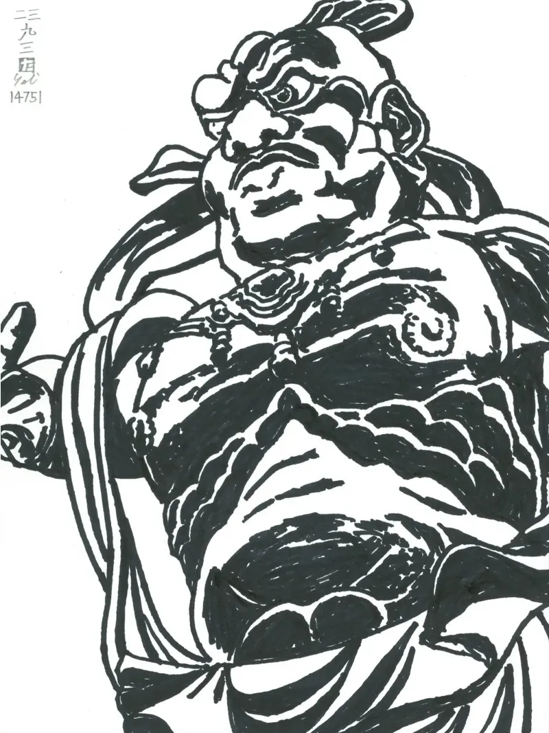 Kongō Rikishi Ungyō poster con telaio in legno da Asobōze