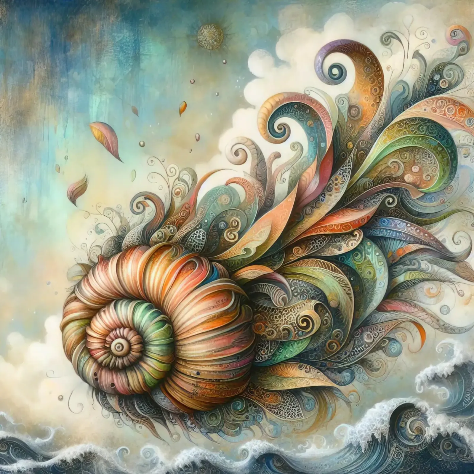 a whimsical seashell canvas by 🎁 ARTVI-SHOP