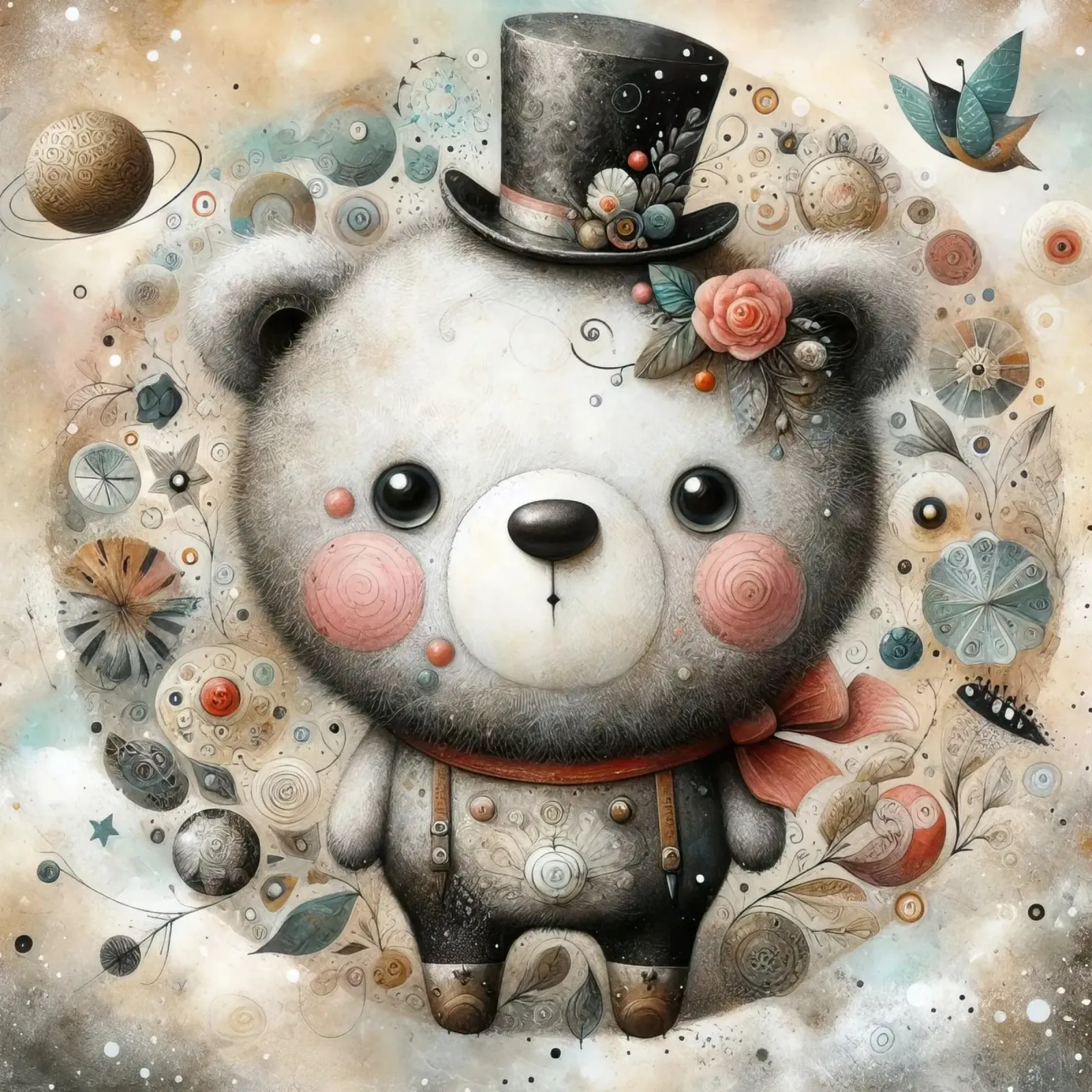 un orso capriccioso poster con telaio in legno da 🎁 ARTVI-SHOP