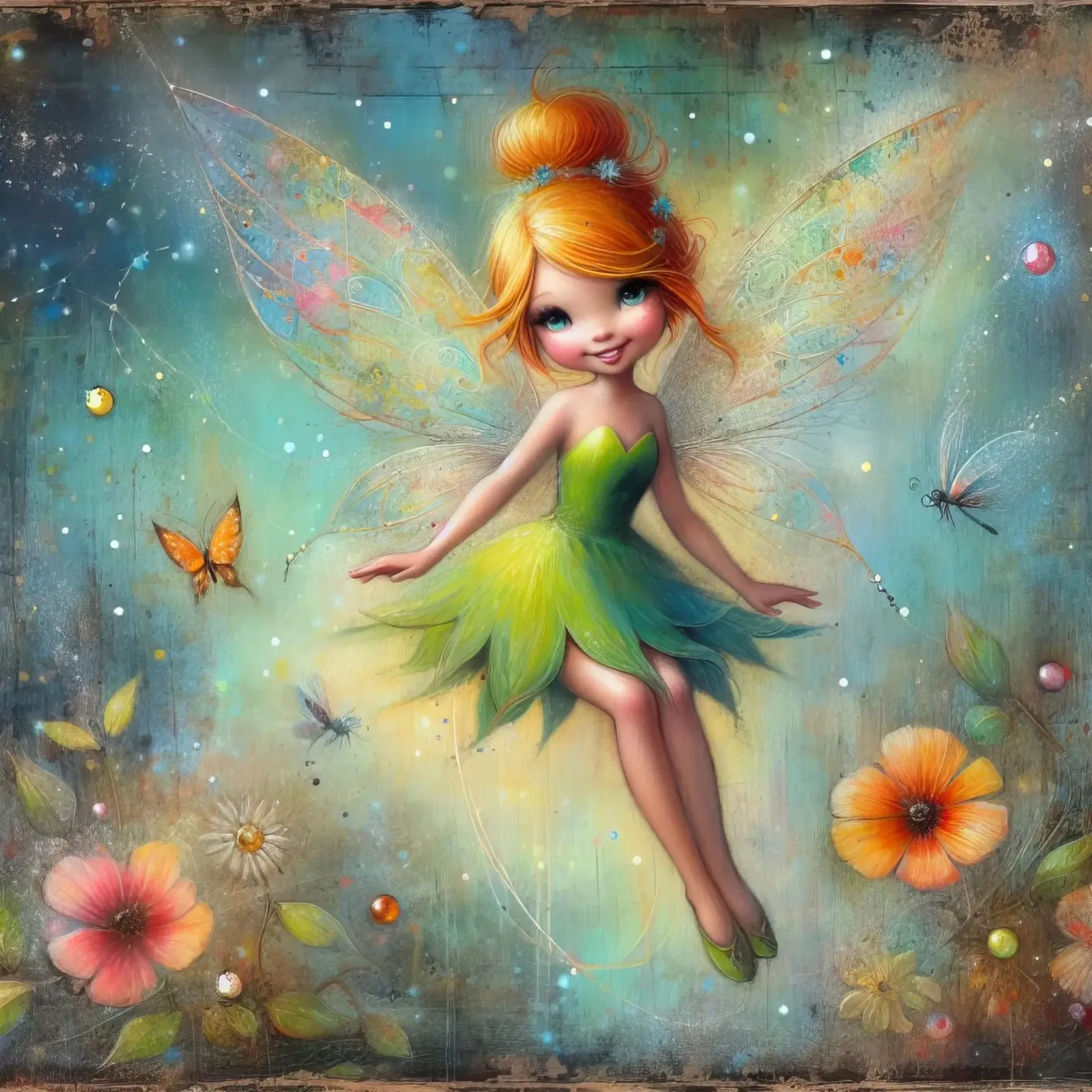 fee tinkerbel canvas met Baklijst van 🎁 ARTVI-SHOP