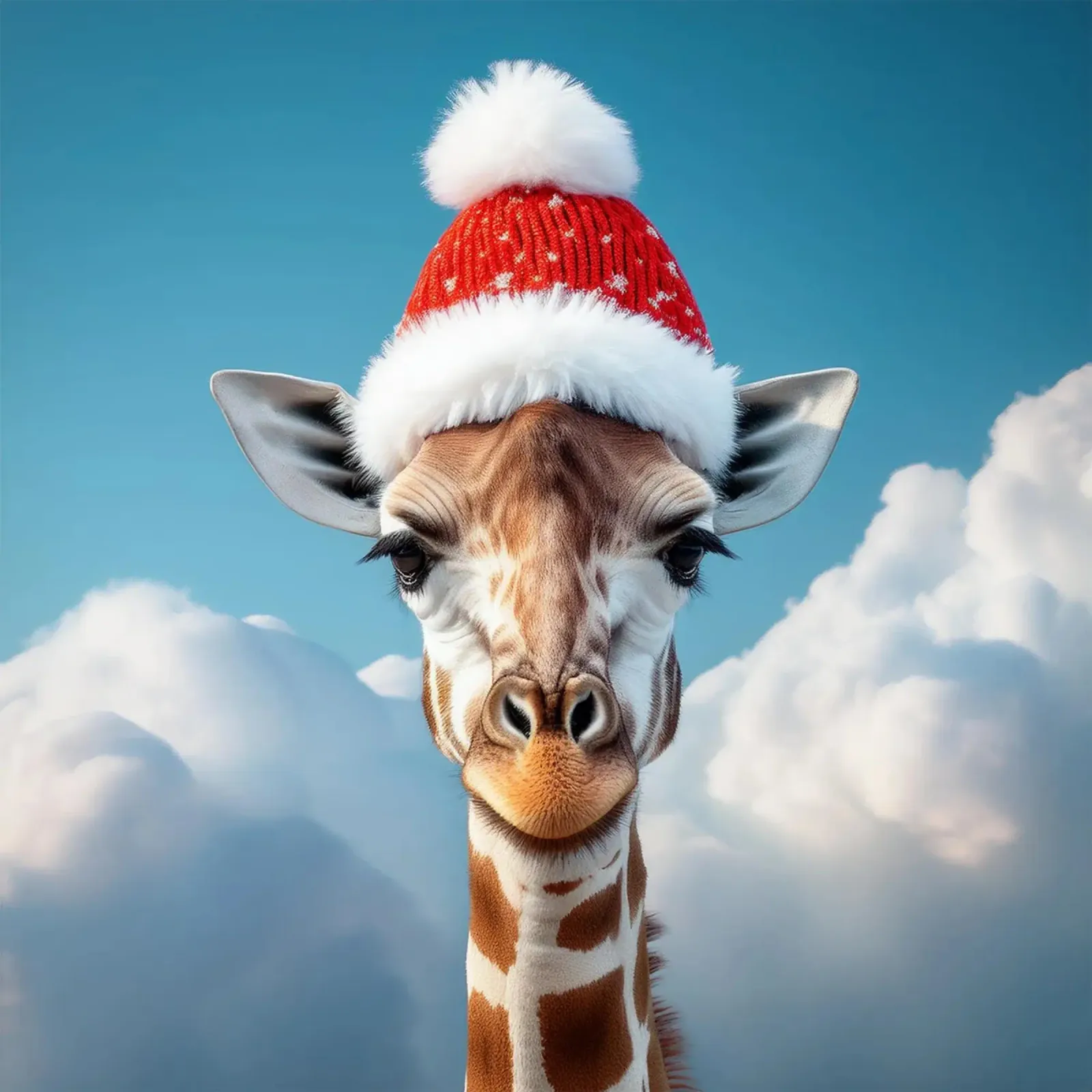 Giraffa festiva con cappello da Babbo Natale - Animale unico per le vacanze tela con Cornice a cassetta da FlexiDesignsByK