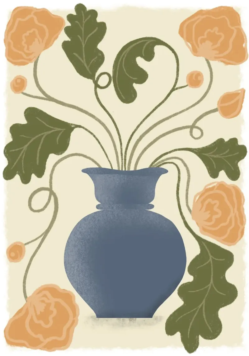 Ranken und Vase poster con telaio in legno da AtelierTamtam