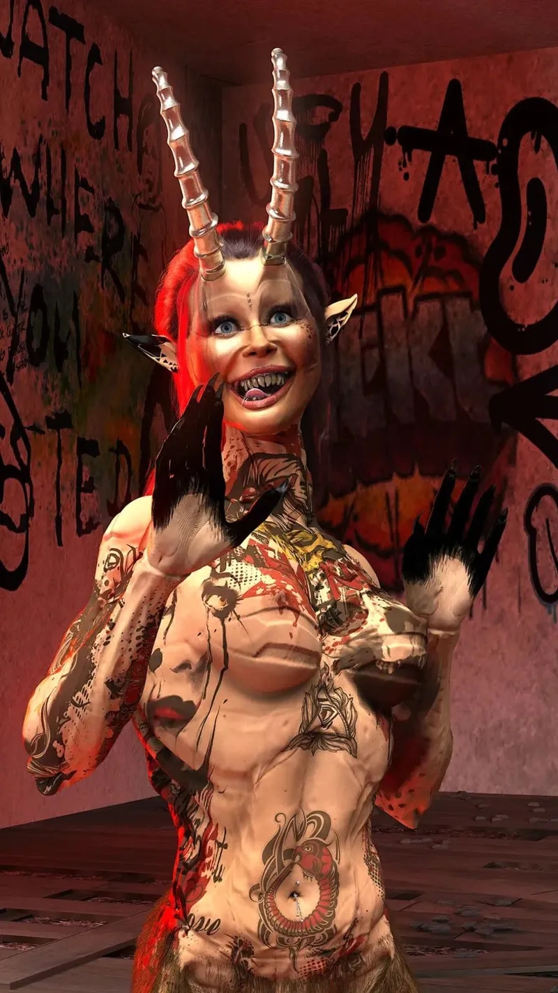 Halloween Playmate - ThyHadès - the Cyber Satyr poster with aluminum frame by the-witcher