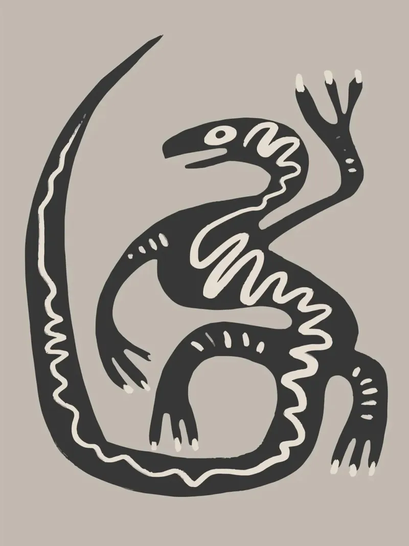 Desert Lizard poster con telaio in alluminio da Artsy Bessy