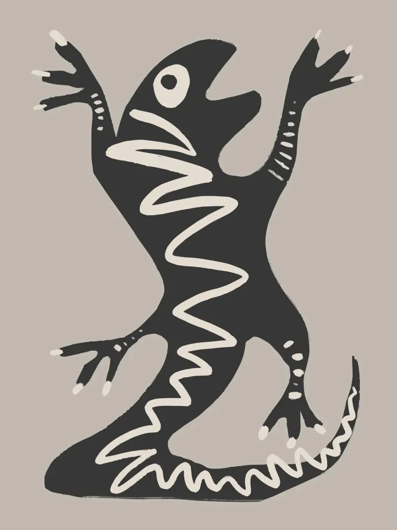 Desert Lizard poster con telaio in alluminio da Artsy Bessy