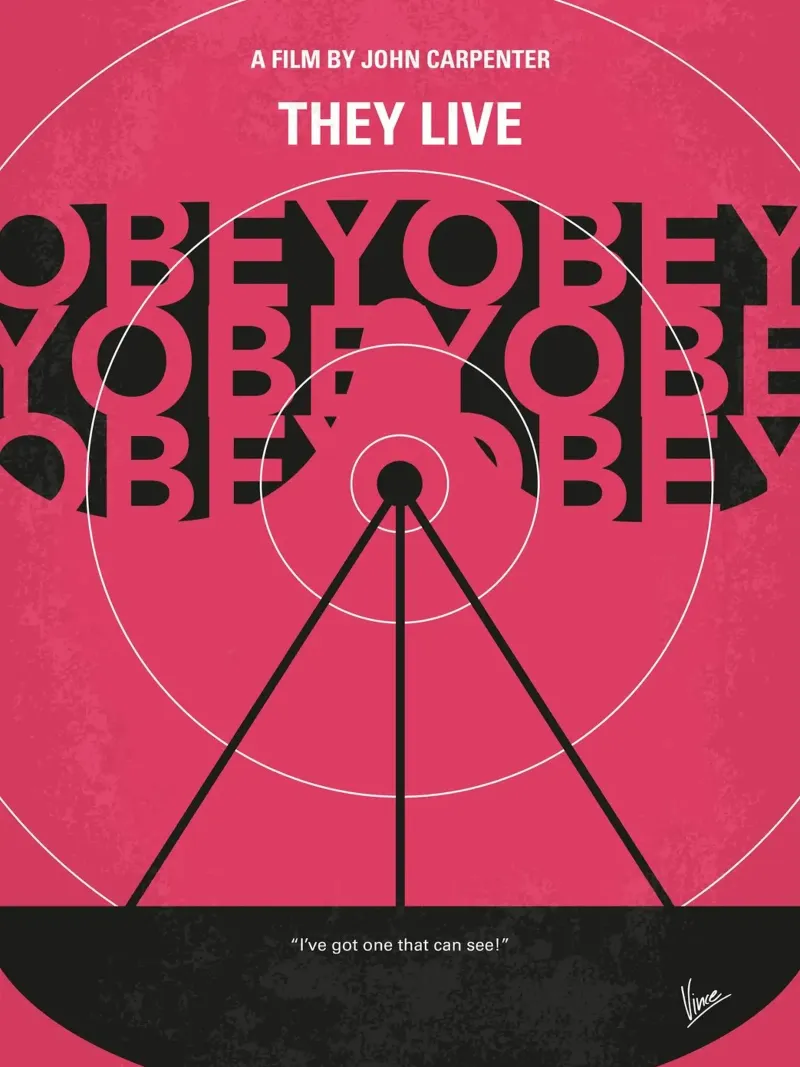 No919 My They Live minimal movie poster alluminio dibond da Chungkong