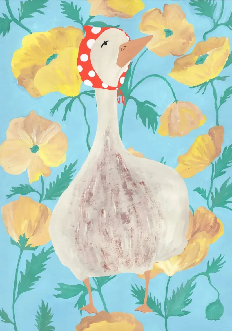 Duck on Floral Background 2 carta hahnemühle da Atelier Mave
