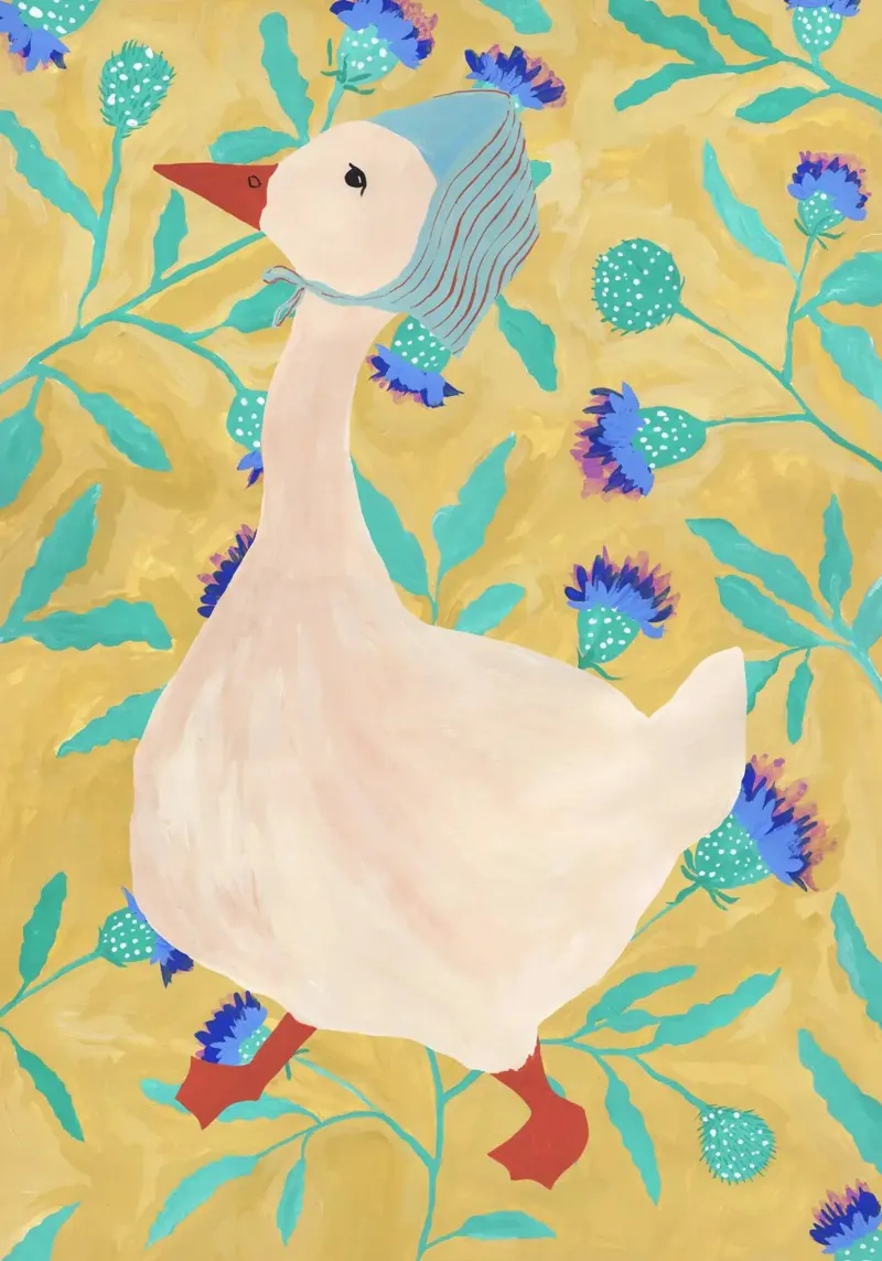 Duck on Floral Background 4 carta hahnemühle da Atelier Mave