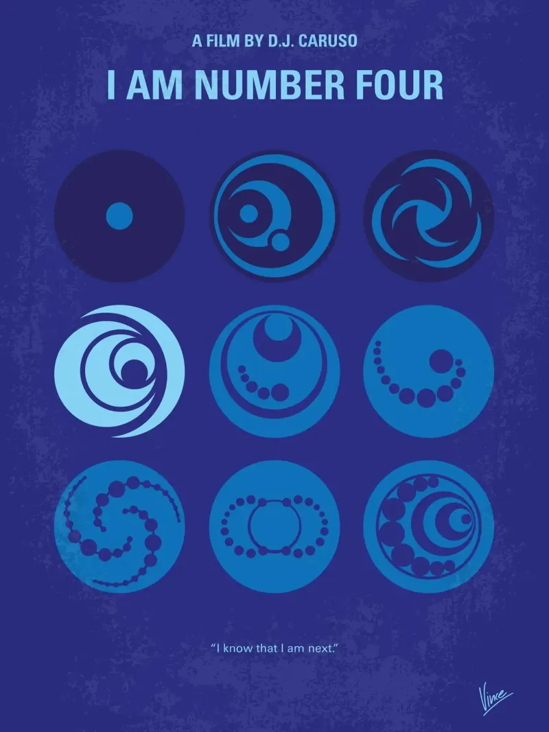No937 My I AM NUMBER FOUR minimal movie poster carta hahnemühle da Chungkong