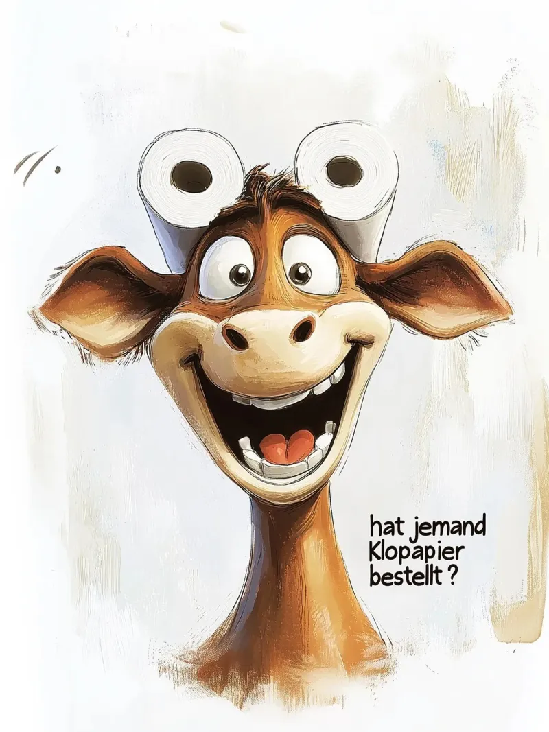 Funny cow with toilet paper canvas with Floater frame by Carinaprint