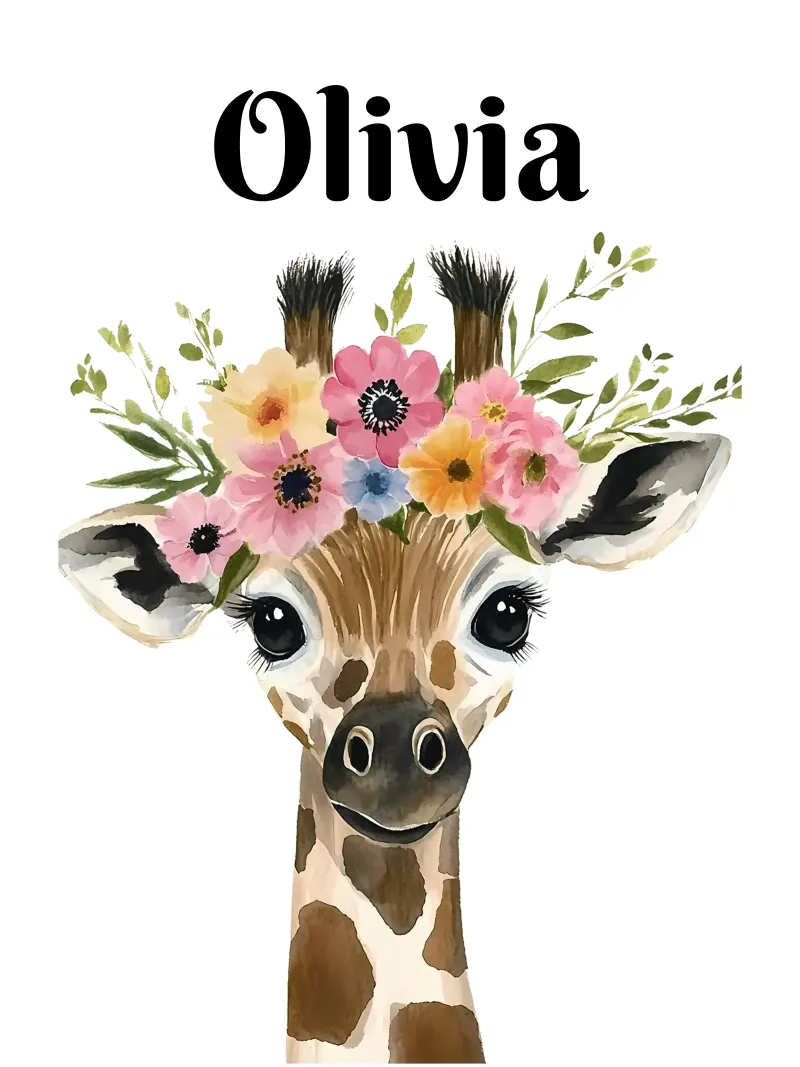 Baby Giraffa con corona floreale poster da IamHomeStudio