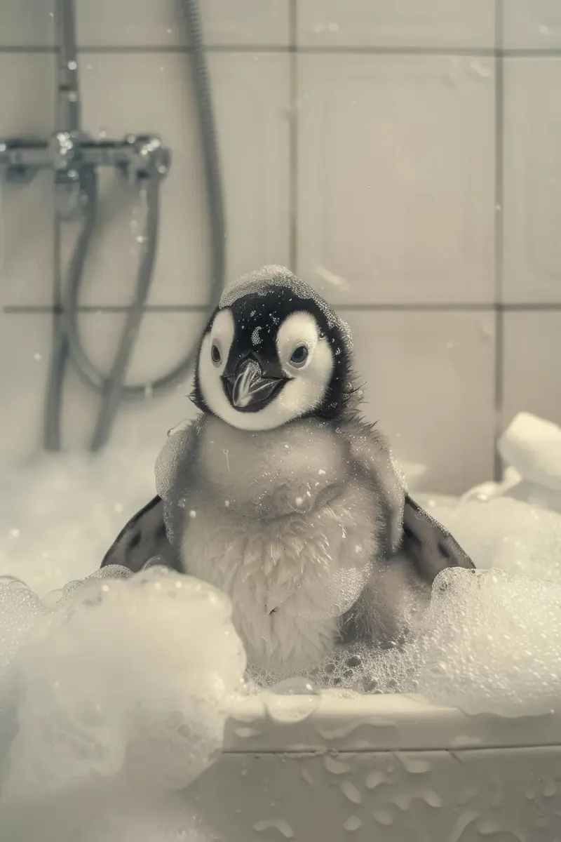 Penguin and soap bubbles pellicola backlit da LisaArtes
