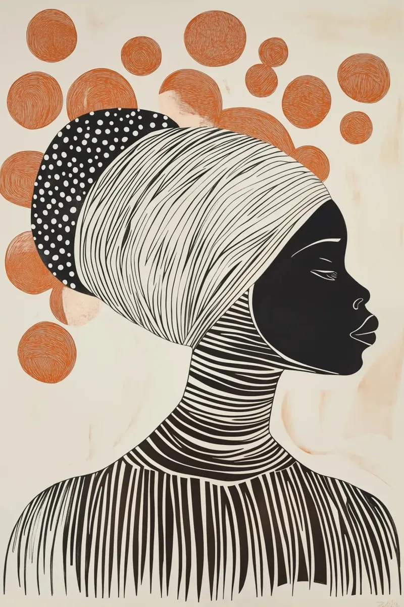 Donna africana con risograph a pois pellicola backlit da Autofocus