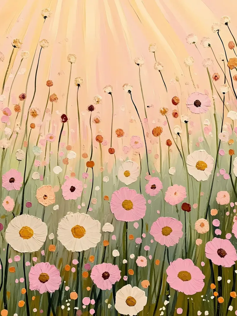 Campo di fiori selvatici rosa pastello carta hahnemühle da IamHomeStudio