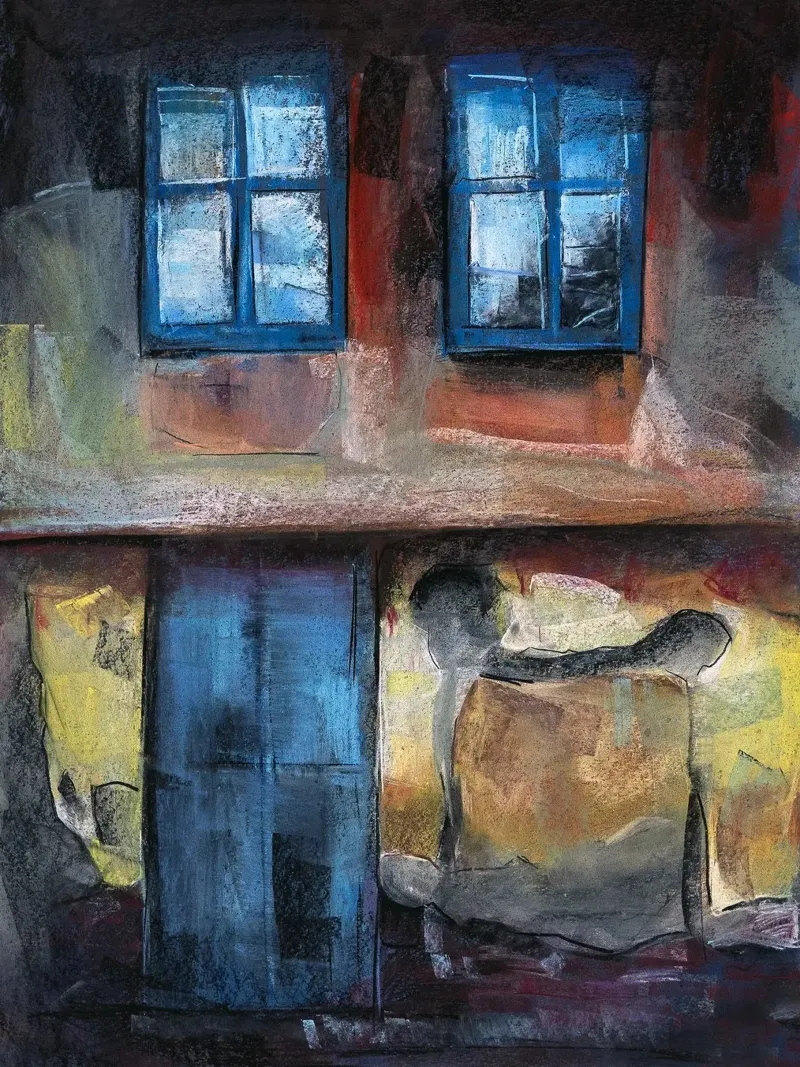 Pastel Drawing of an Old House Facade pellicola backlit da Stoian Hitrov