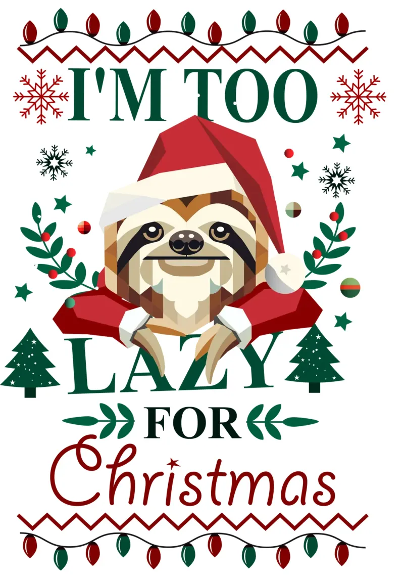 Ugly Christmas Style - Un perezoso con gorro de Navidad lámina retroiluminada de namosh
