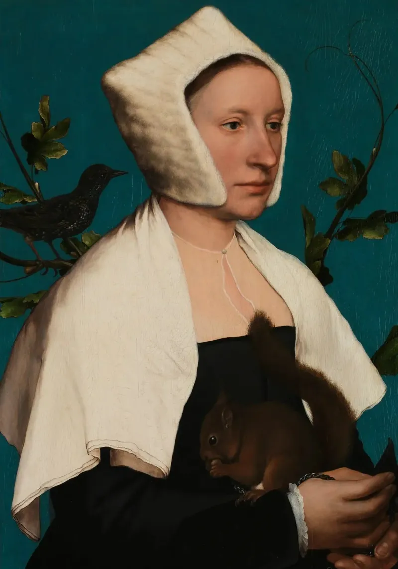 Portrait of a Lady with a Squirrel and a Starling hahnemühle by William Store