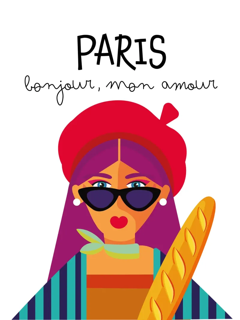 Bonjour Paris poster by Ana Paniagua Design
