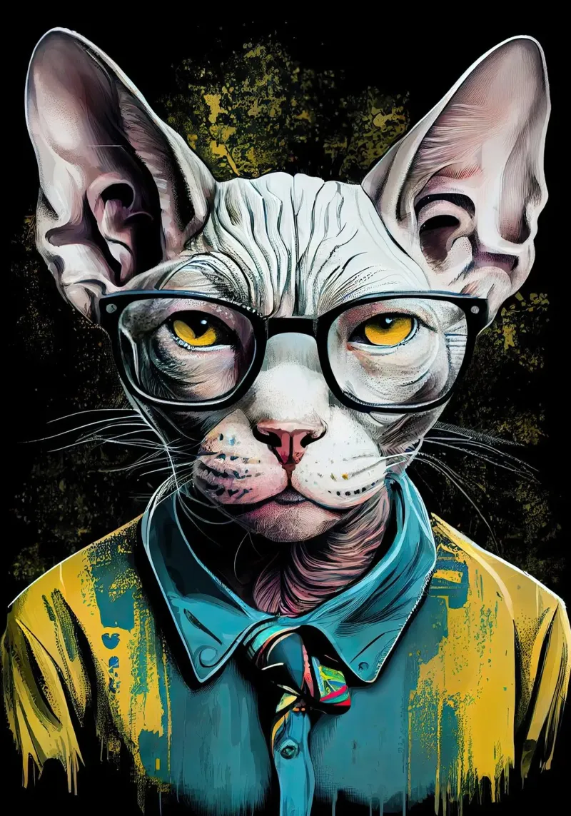 Gatto hipster Ziggy arte animale carta hahnemühle da Justyna Jaszke JBJart