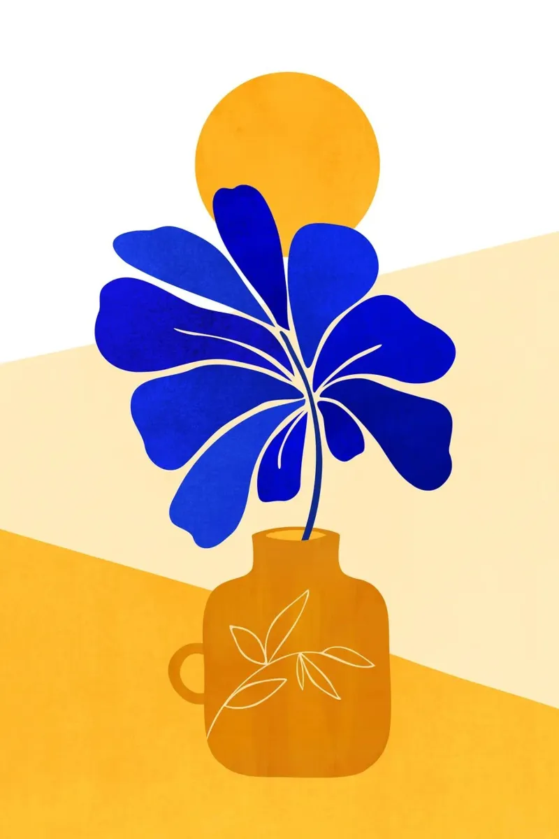 Kristian Gallagher - Blauw lang blad acryl van The Artcircle