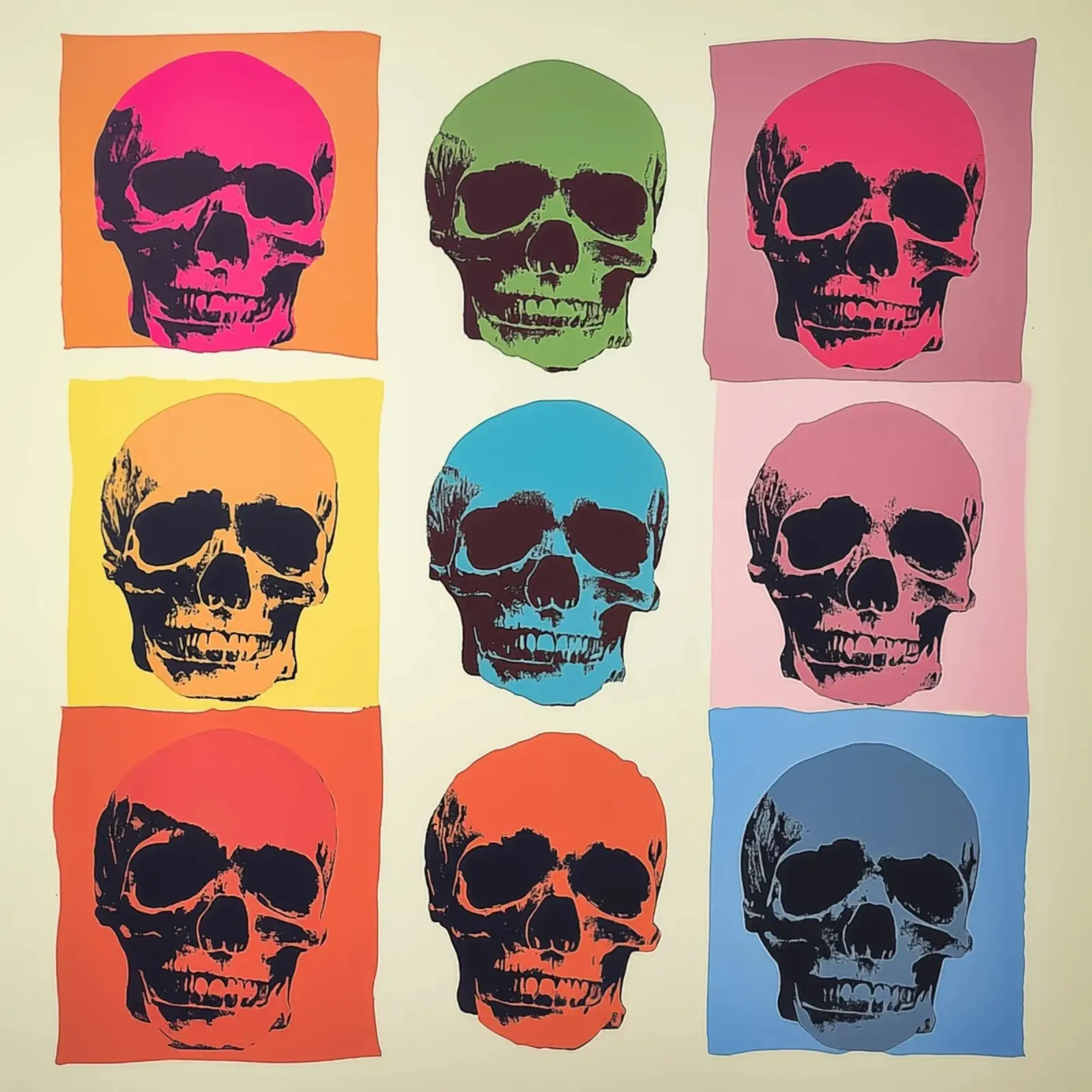 Teschio Pop Art ispirato a Andy Warhol pellicola backlit da Autofocus