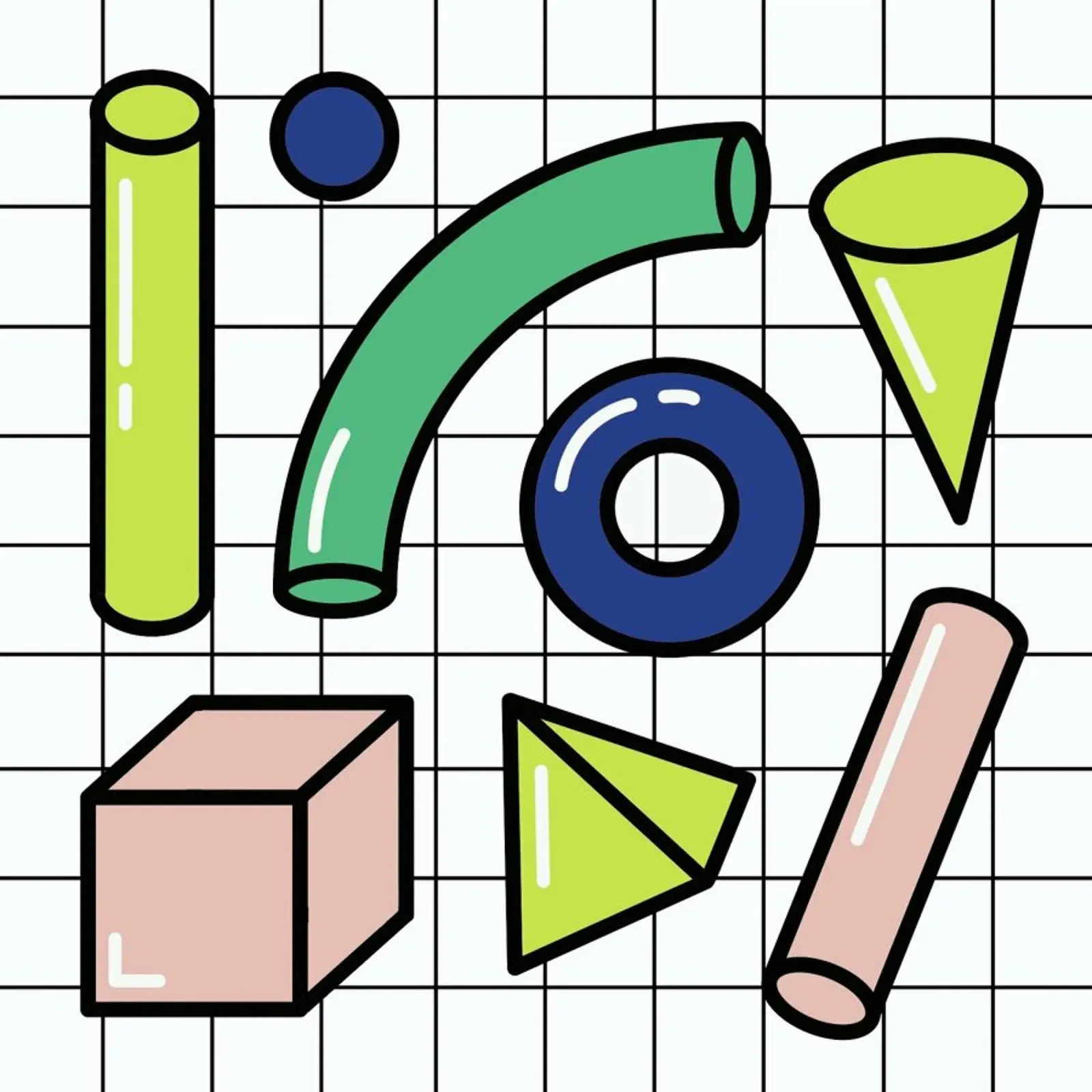 Shapes On A Grid tela da Rachel Peck