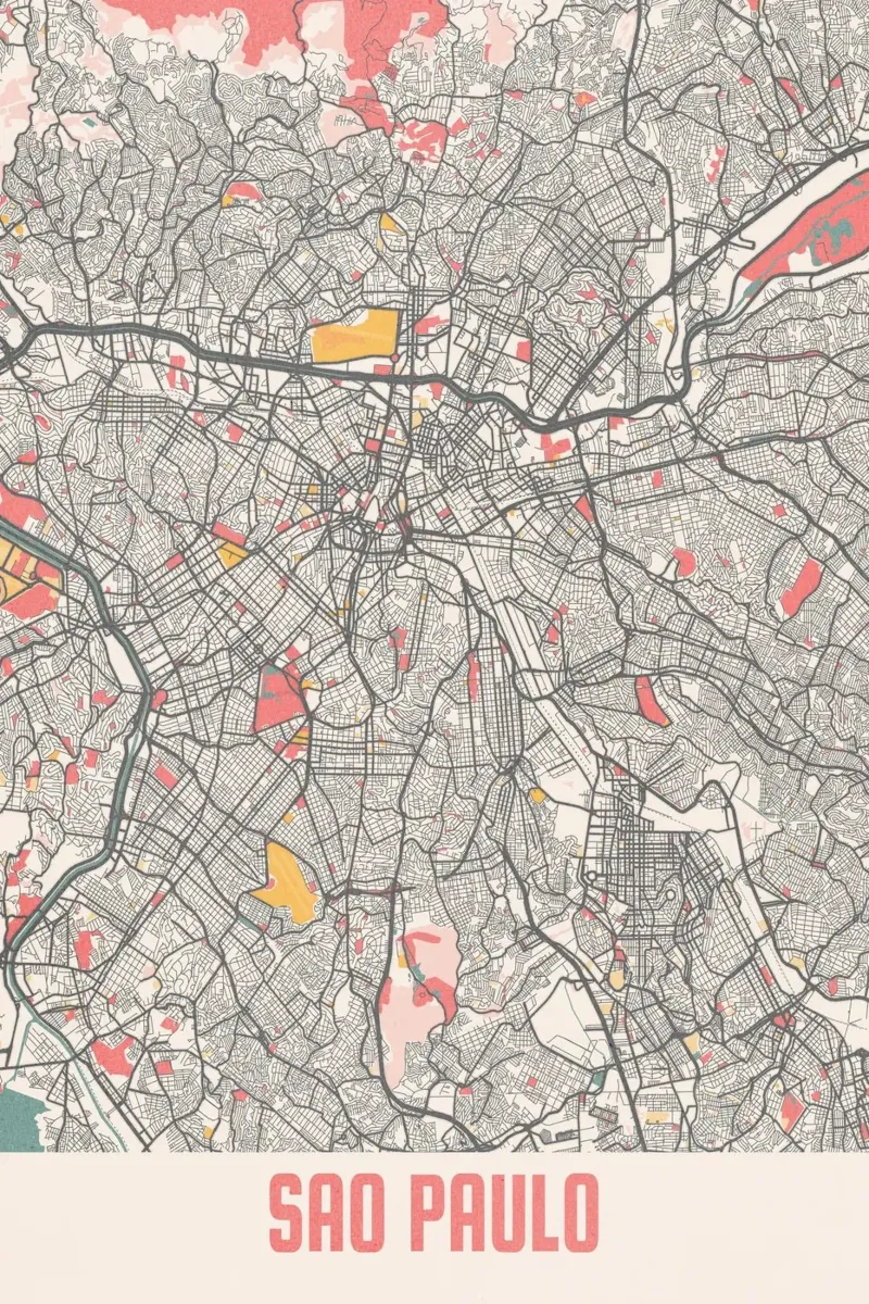 Stadsplattegrond São Paulo canvas met Baklijst van MOOODZART