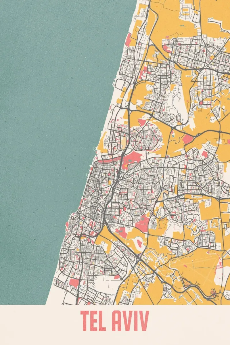Tel Aviv Map Art hahnemühle de MOOODZART