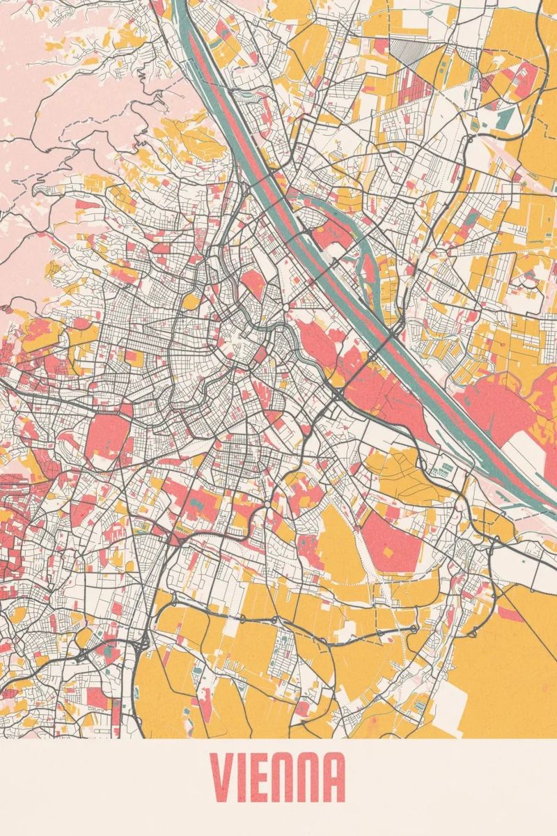 Wien Map Art Print Poster von MOOODZART