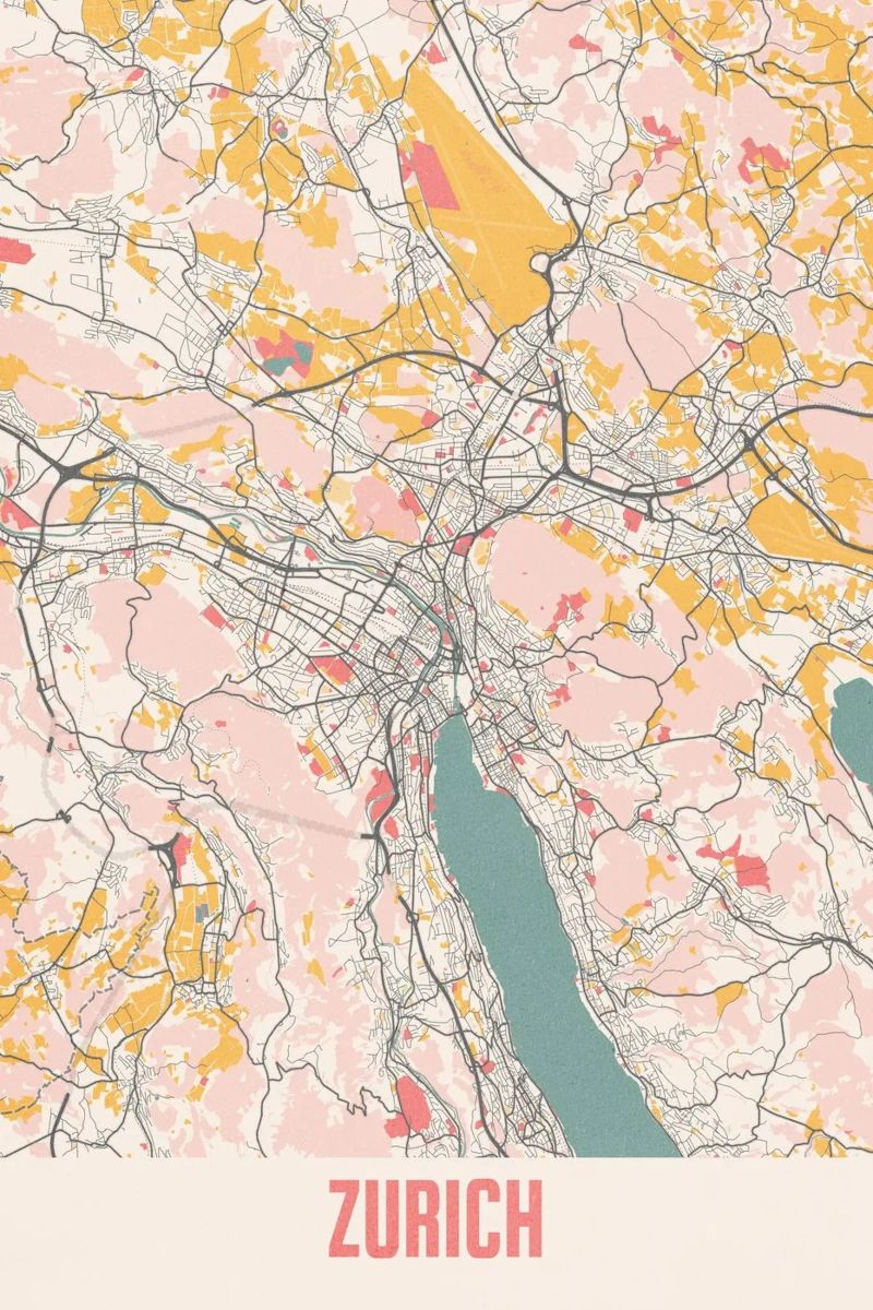 Zürich Bunter Kunstdruck Poster von MOOODZART