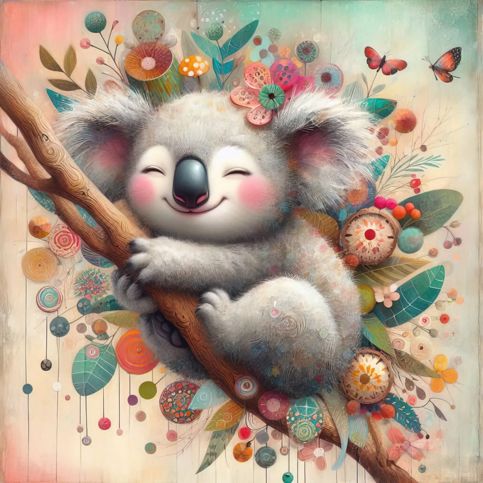 Koala felice in acquerello pellicola backlit da ARTVI-SHOP