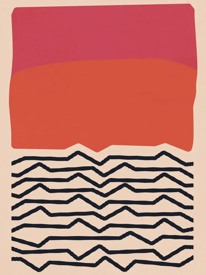 Modern Minimal Art Design - Red & Orange Geometry canvas by Whole©