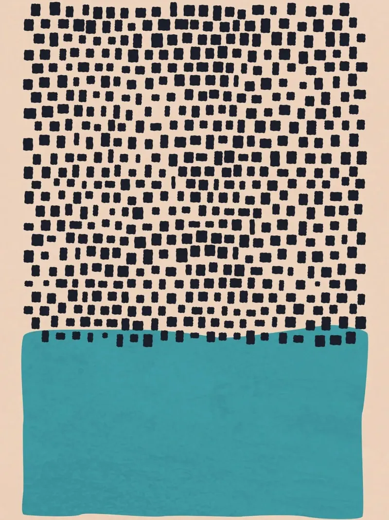 Abstract black and turquoise square pattern design canvas by Whole©