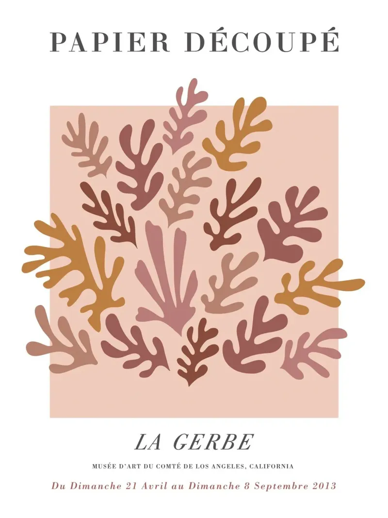 Papier Découpé - Floral abstraction in soft tones poster with wooden frame by Whole©
