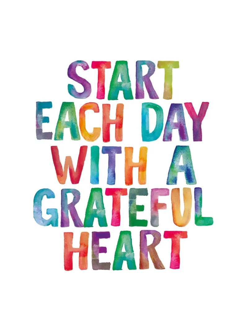 Start Each Day With a Grateful Heart Regenbogen Typografie canvas by THE MOTIVATED TYPE