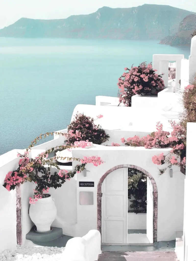 Santorini dream - Mediterranean landscape art poster by Whole©