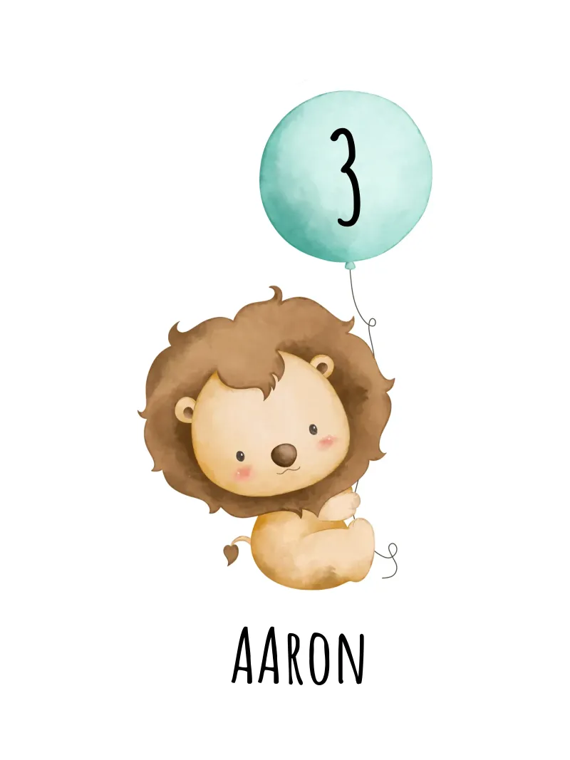 Löwe mit Ballon poster con telaio in legno da Ohkimiko