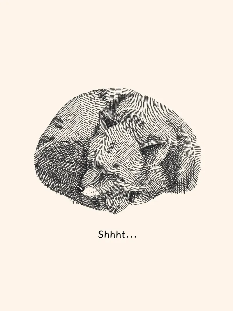 Shhht! Schlafender Fuchs poster con telaio in legno da Ohkimiko
