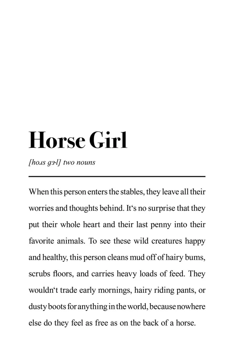 Ragazza cavallo - Citazione in stile dizionario poster da Pulse of Art