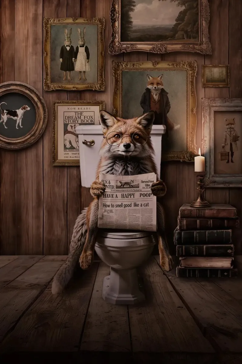 VINTAGE FOX STORYTIME - Have a nice poop ! pellicola backlit da Monika Strigel