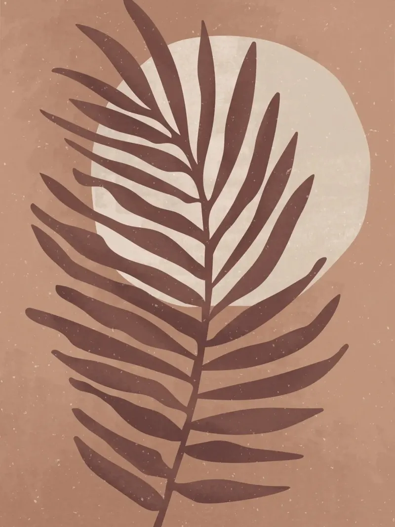 "Palm leaf in warm earth tones - nature & minimalism" alu-dibond by Whole©