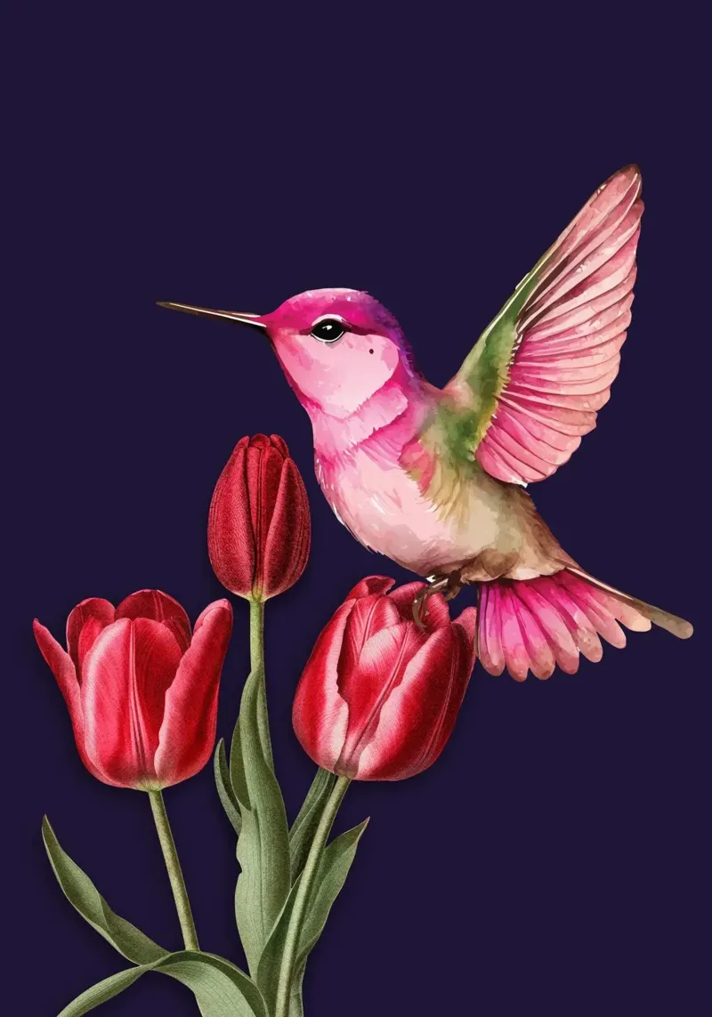 Hummingbird Harmony poster with aluminum frame by DesignArt