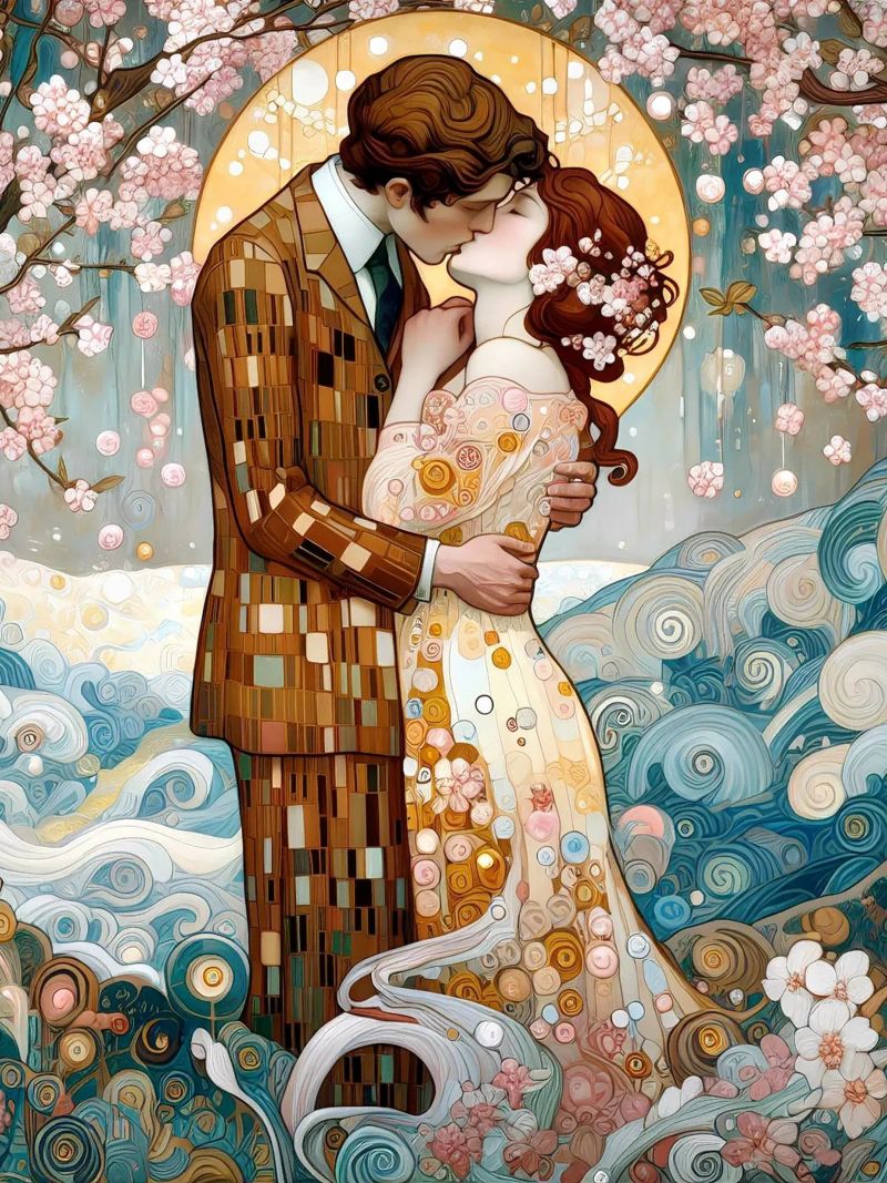 Lovers in Spring poster by Art-Nouveau-Dsg