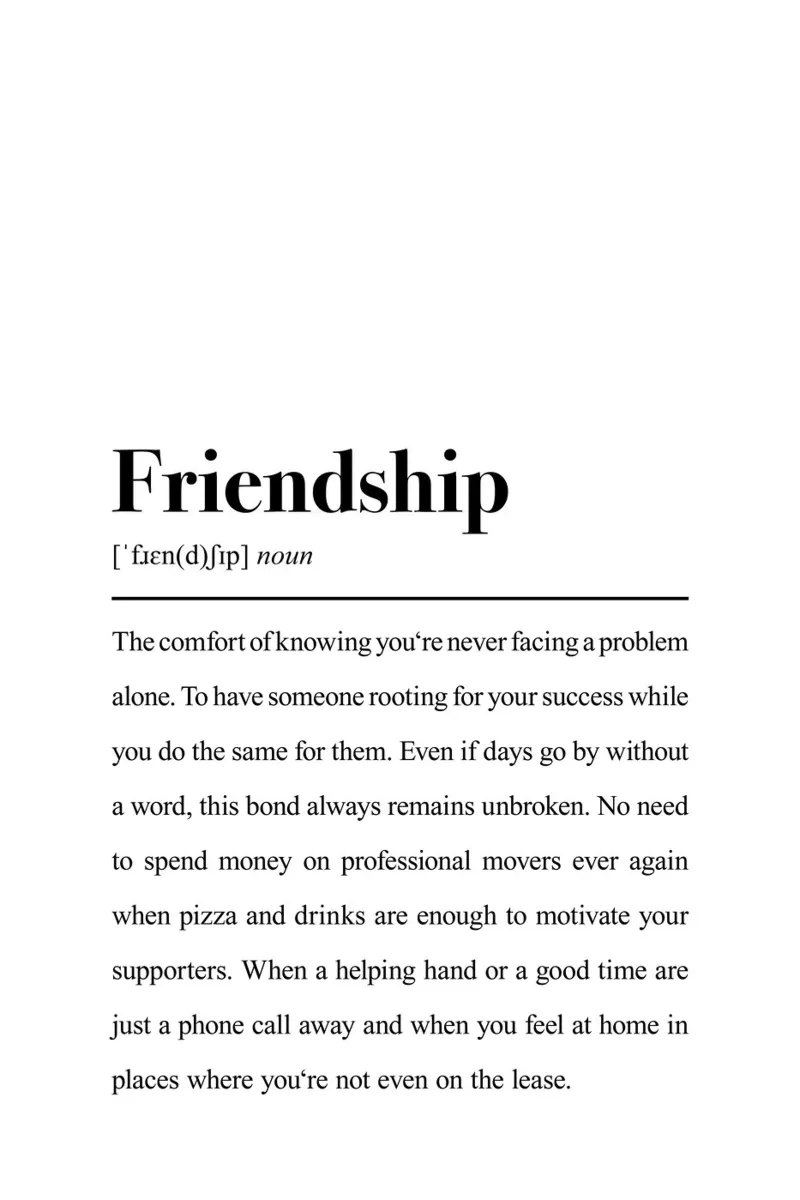 Friendship Quote: Dictionary Definition Print canvas by Pulse of Art