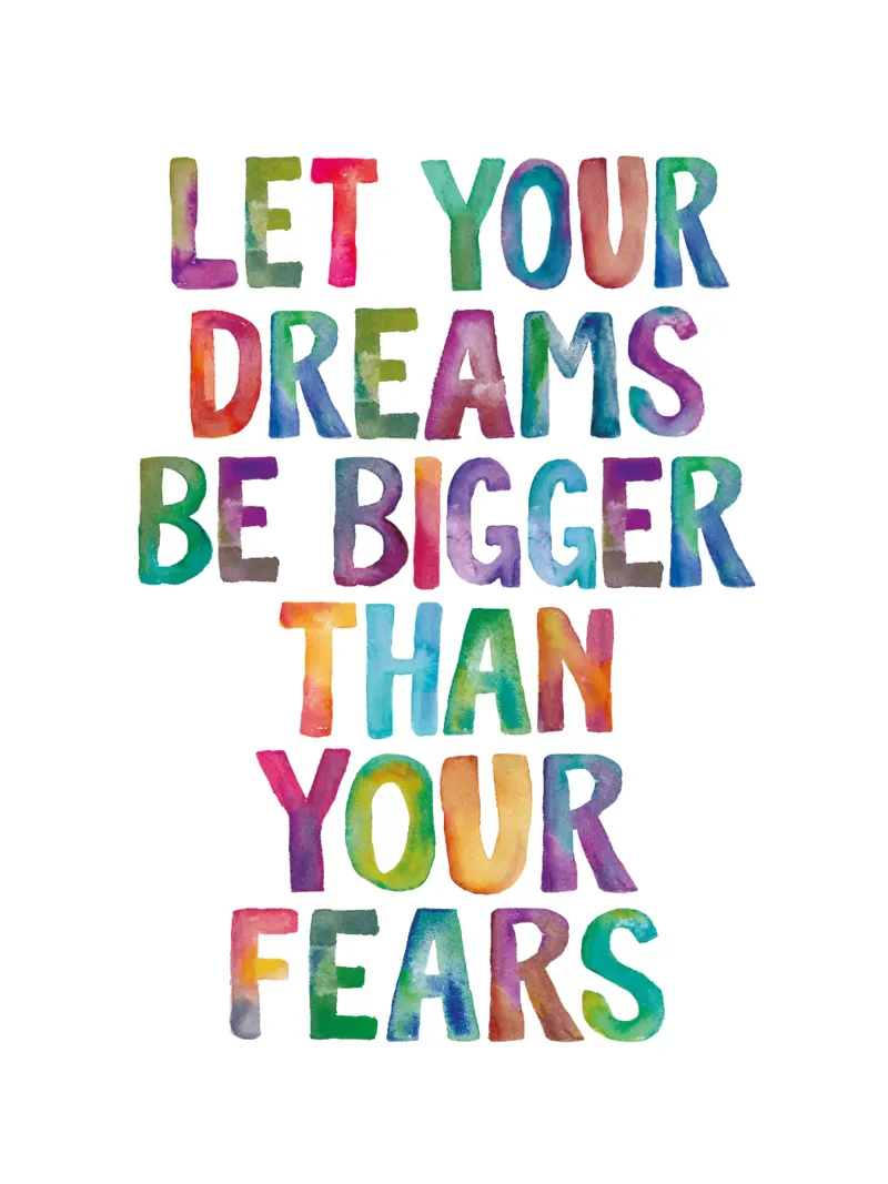 Let Your Dreams Be Bigger Than Your Fears Rainbow Design canvas by THE MOTIVATED TYPE