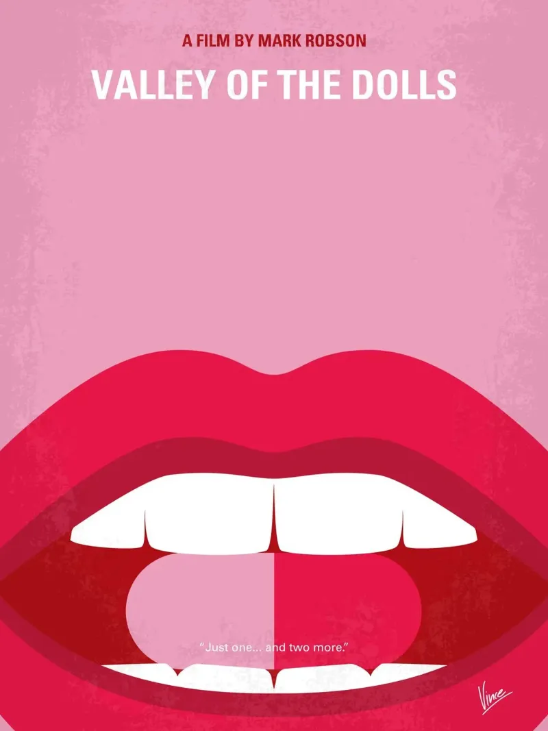 No945 My Valley of the Dolls minimal movie poster poster con telaio in legno da Chungkong