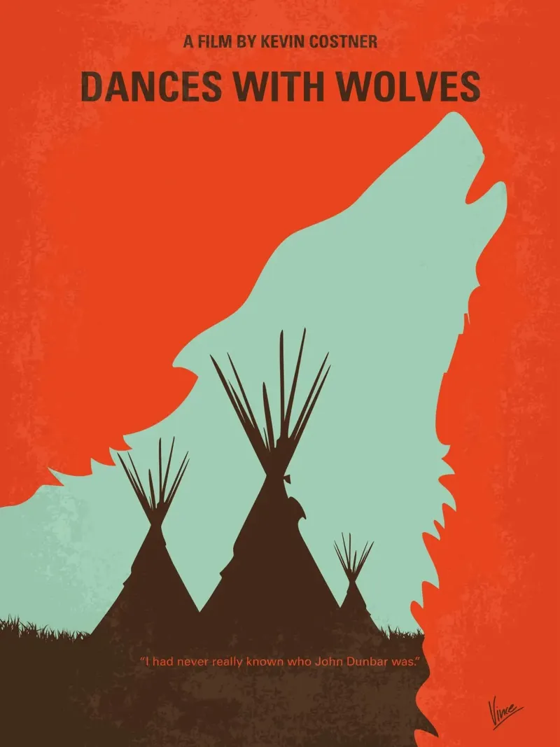 No949 My Dances with Wolves minimal movie poster poster with wooden frame by Chungkong