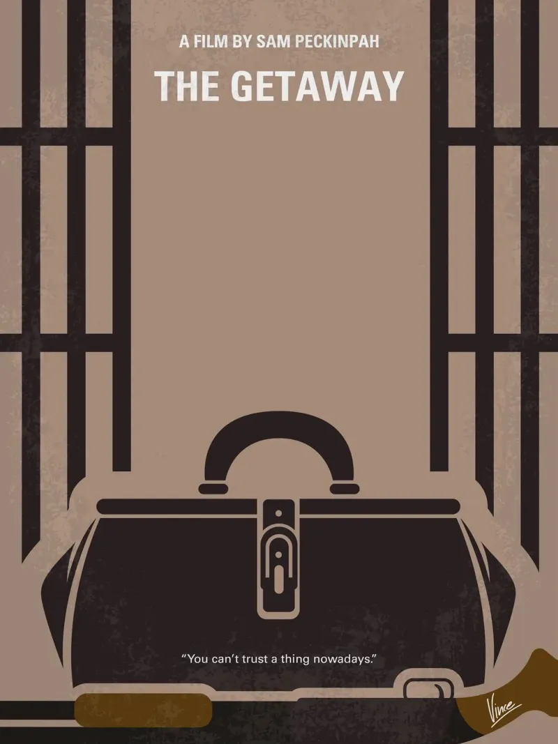 No952 My The Getaway minimal movie poster poster with plastic frame by Chungkong