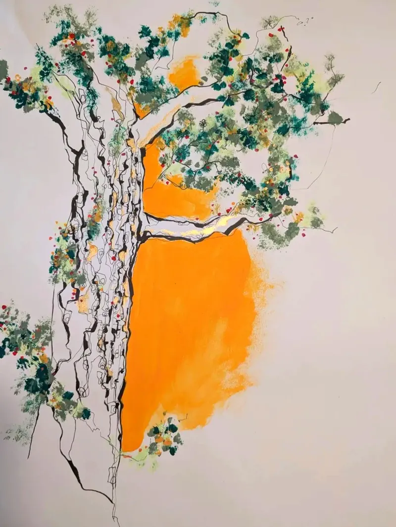 Arbre orange tela da Bénédicte Berthod
