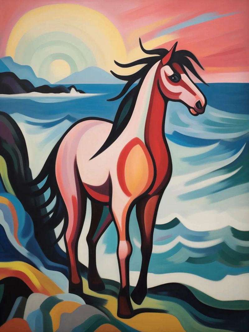 Sunset with horse poster by Carinaprint